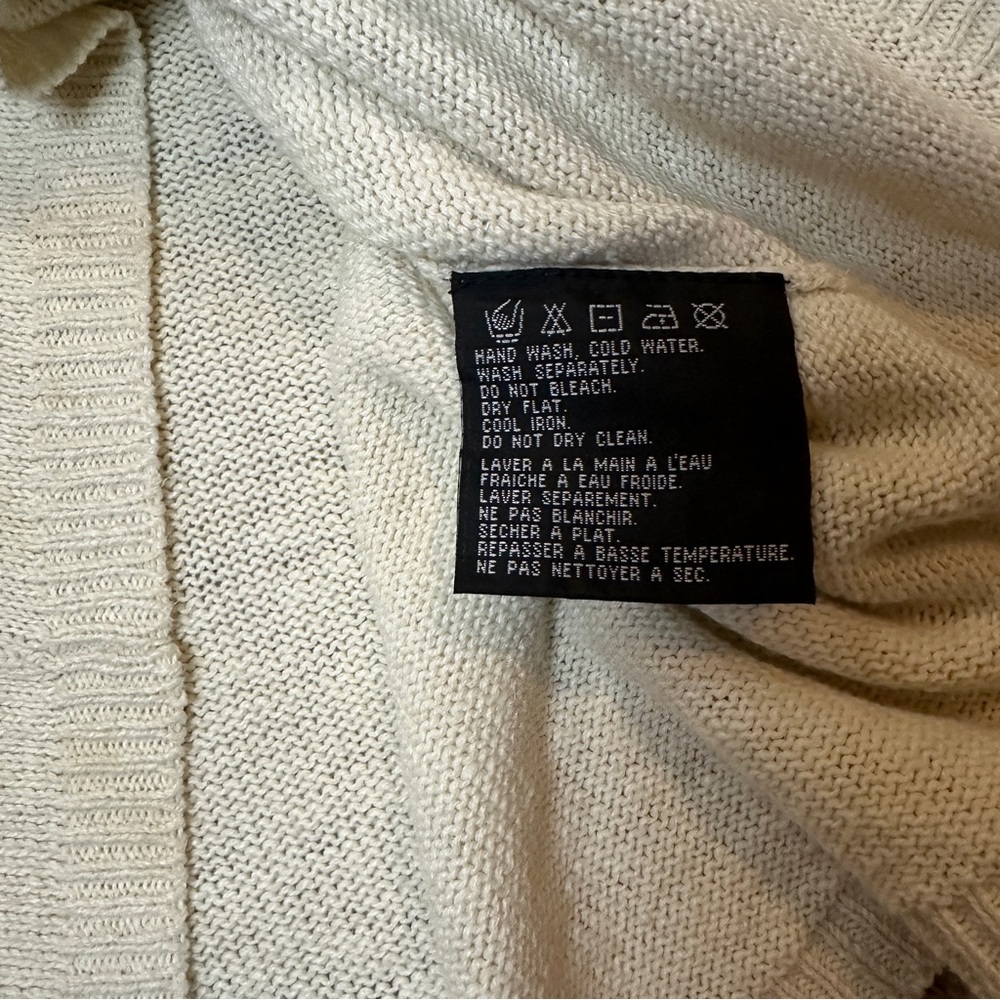 Vintage Harley Davidson Vneck Leather Tie Sweater Tank Ivory Medium - Picture 6 of 6